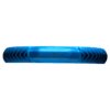Ein blaues zylindrisches Objekt, ähnlich dem Padelschläger Adidas Metalbone Team Light 3.3 2024, zeigt an seinen Seiten schwarze Pfeilmuster vor einem einfarbigen Hintergrund.
